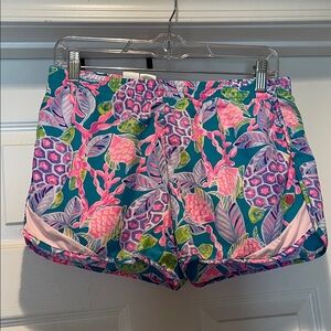 Lilly Pulitzer Luxletic Pink and Blue Floral Athletic Shorts